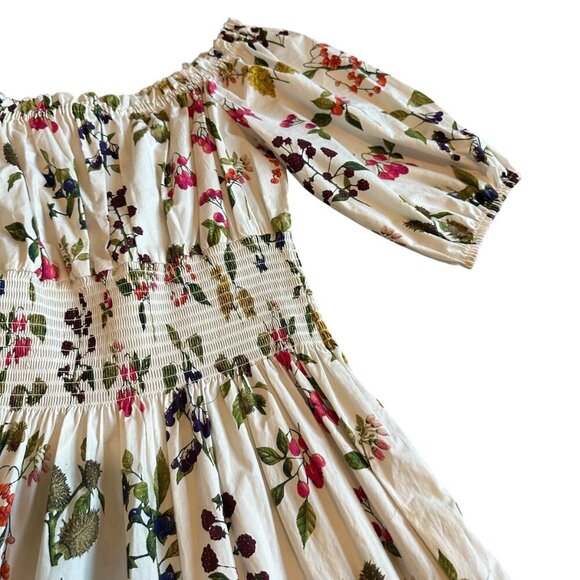 Cara Cara Mimi Off-Shoulder Dress Botanical Floral Berry Print Size Small NWOT - Picture 4 of 14
